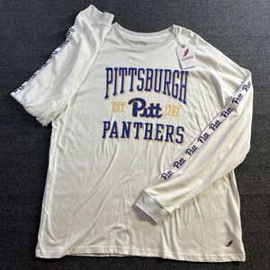 Pittsburgh Panthers Shirt Mens 2XL White/Blue League‎ 91 Long Sleeve